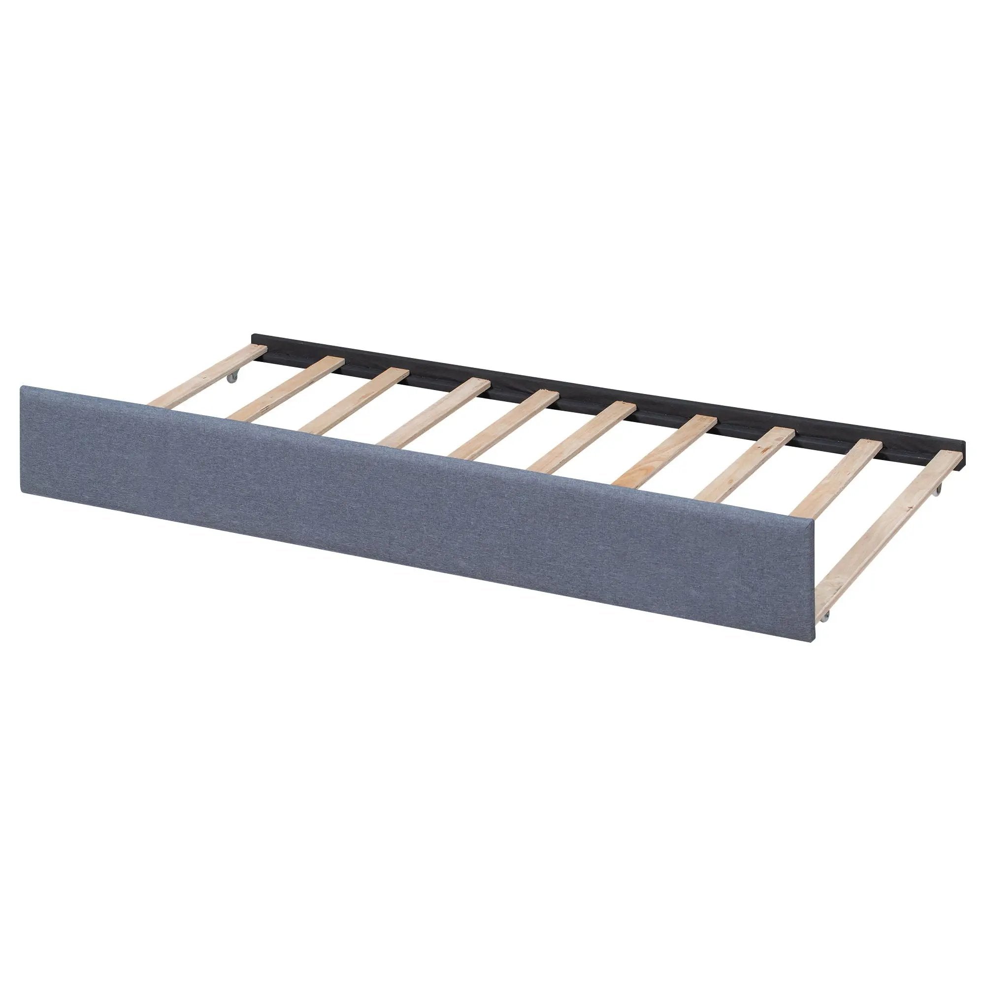 L Shaped Upholstered Platform Bed With Trundle And 2 Drawers Linked With Built In Desk by Unique Piece Furniture