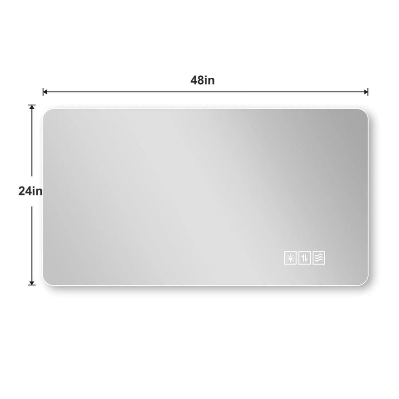 Wall Mounted LED Lighting Mirror With 3 Color Lighting, Dimming, Waterproof, Anti Fog, Touch Switch - Silver by HouseOfZazla