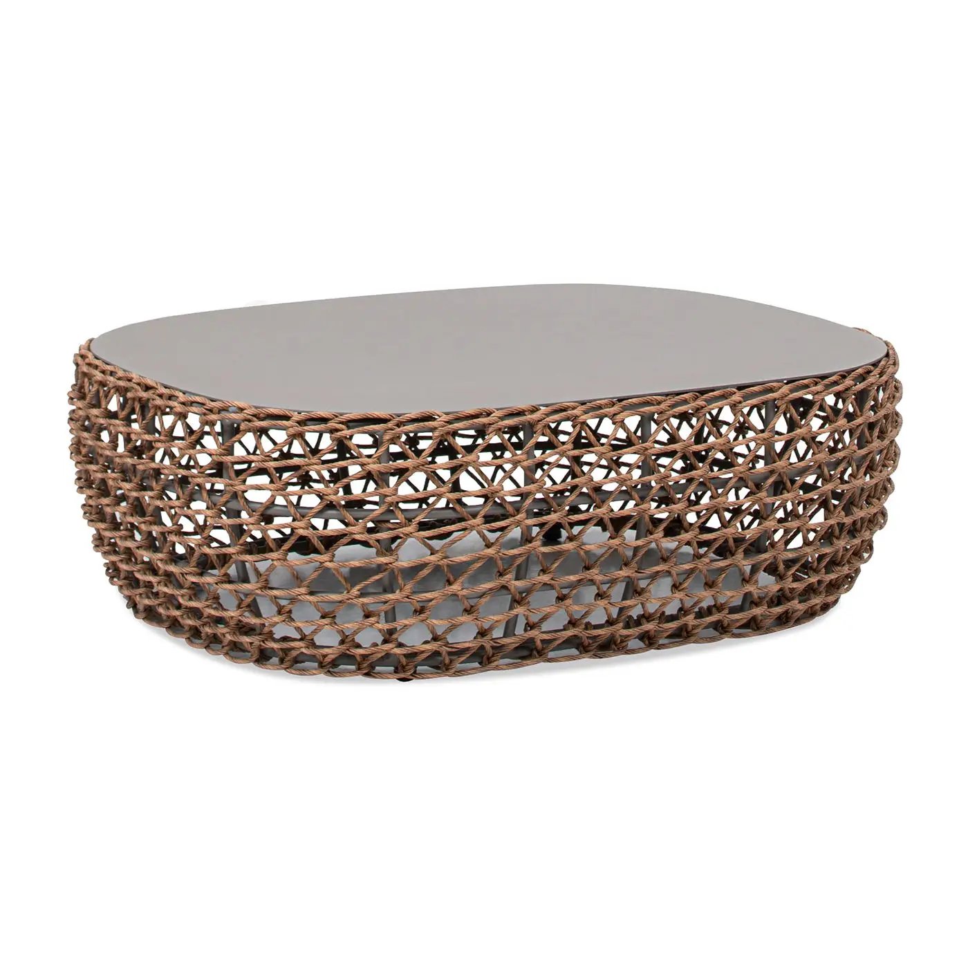 Willow - Oval Woven Patio Coffee Table, Wicker Frame by Unique Piece Furniture
