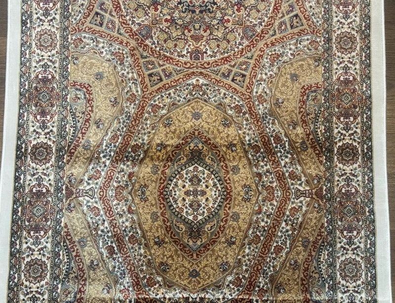 Turkish Silk Runner Rug 2.6 x 13, Dome Design, Hereke Runner, Bamboo Silk, New by Jewel Rugs