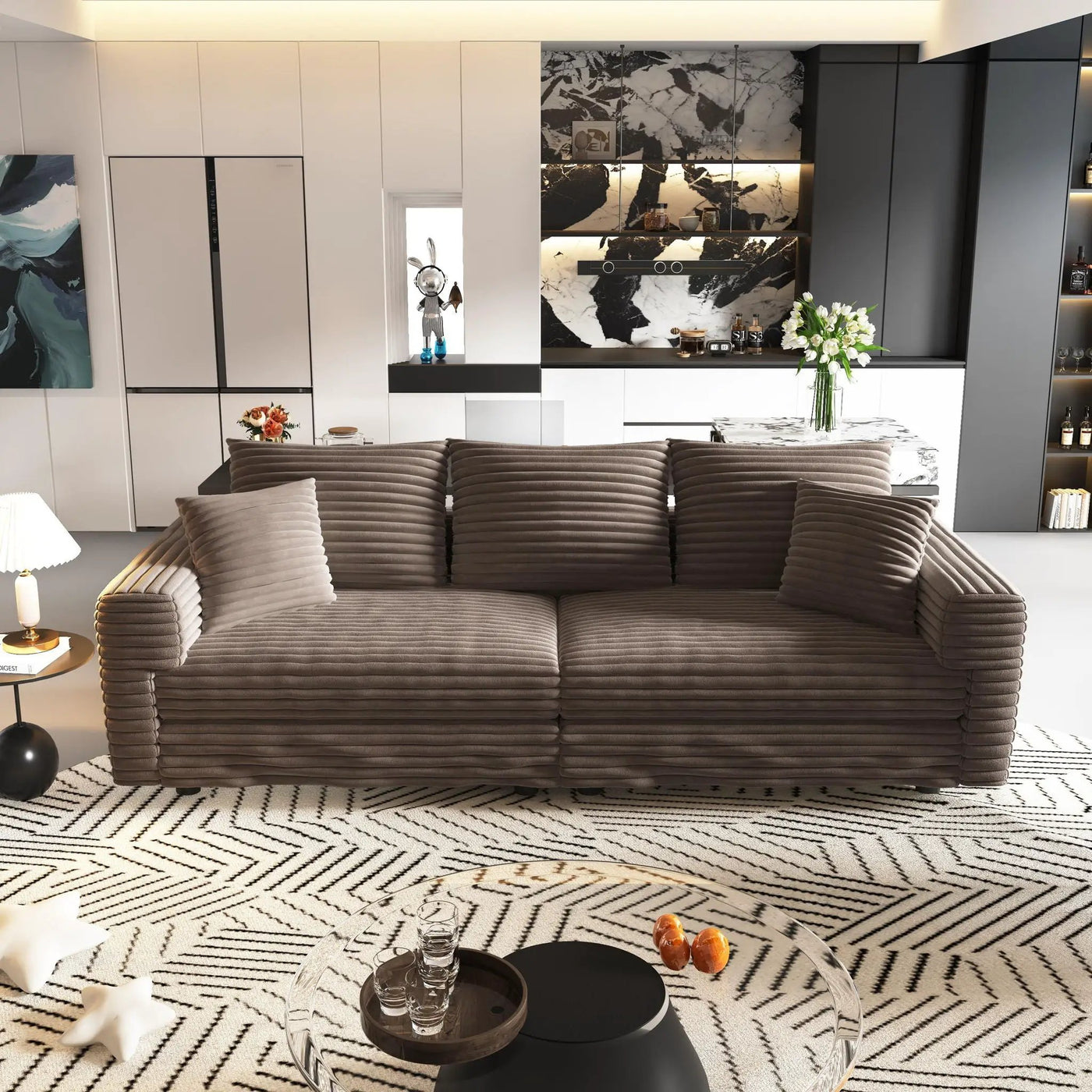 4 Seat Modern Comfy Upholstered Sofa Cloud Couch by HouseOfZazla