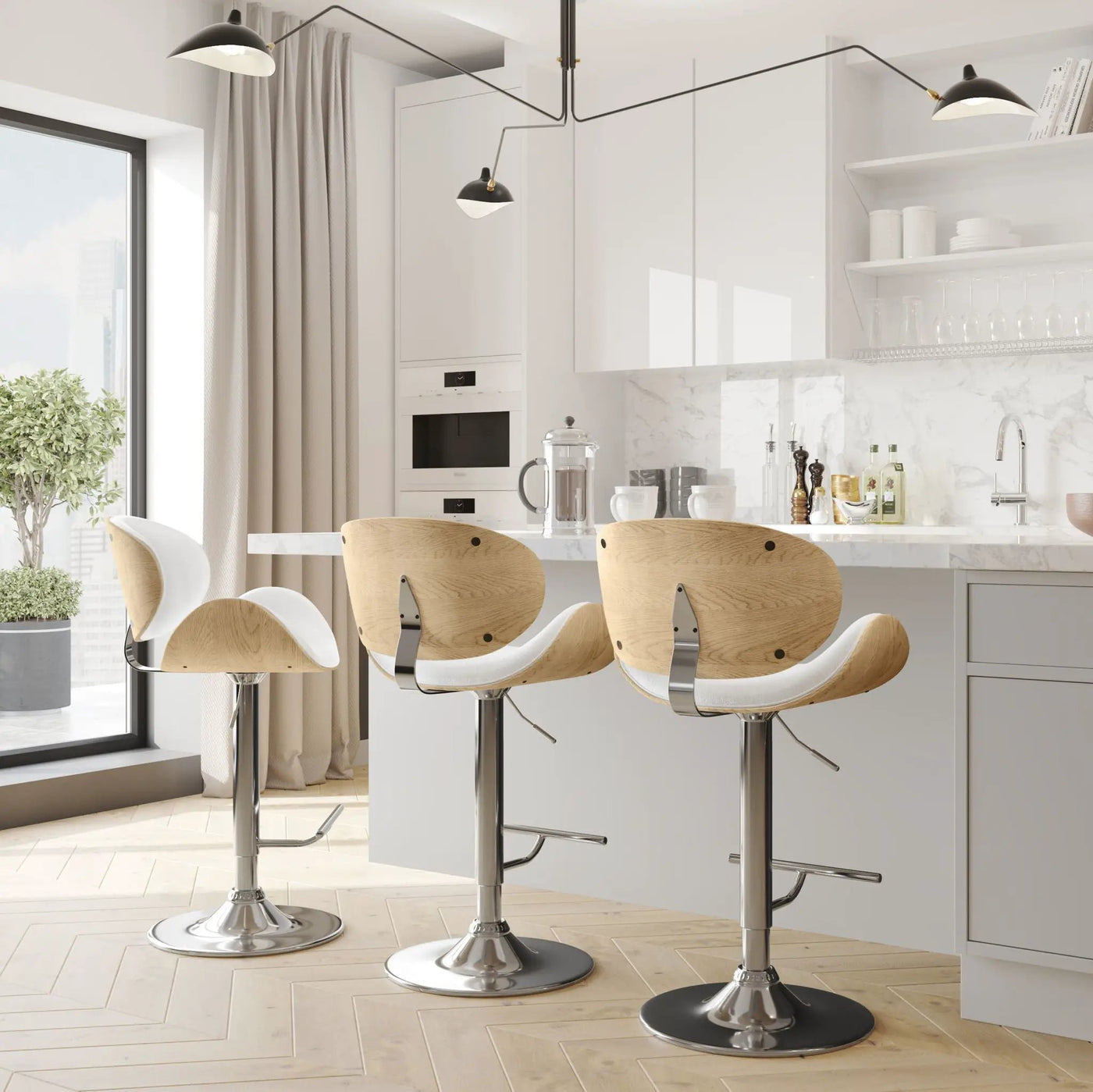 Marana - Handcrafted Bentwood Adjustable Swivel Bar Stool by HouseOfZazla