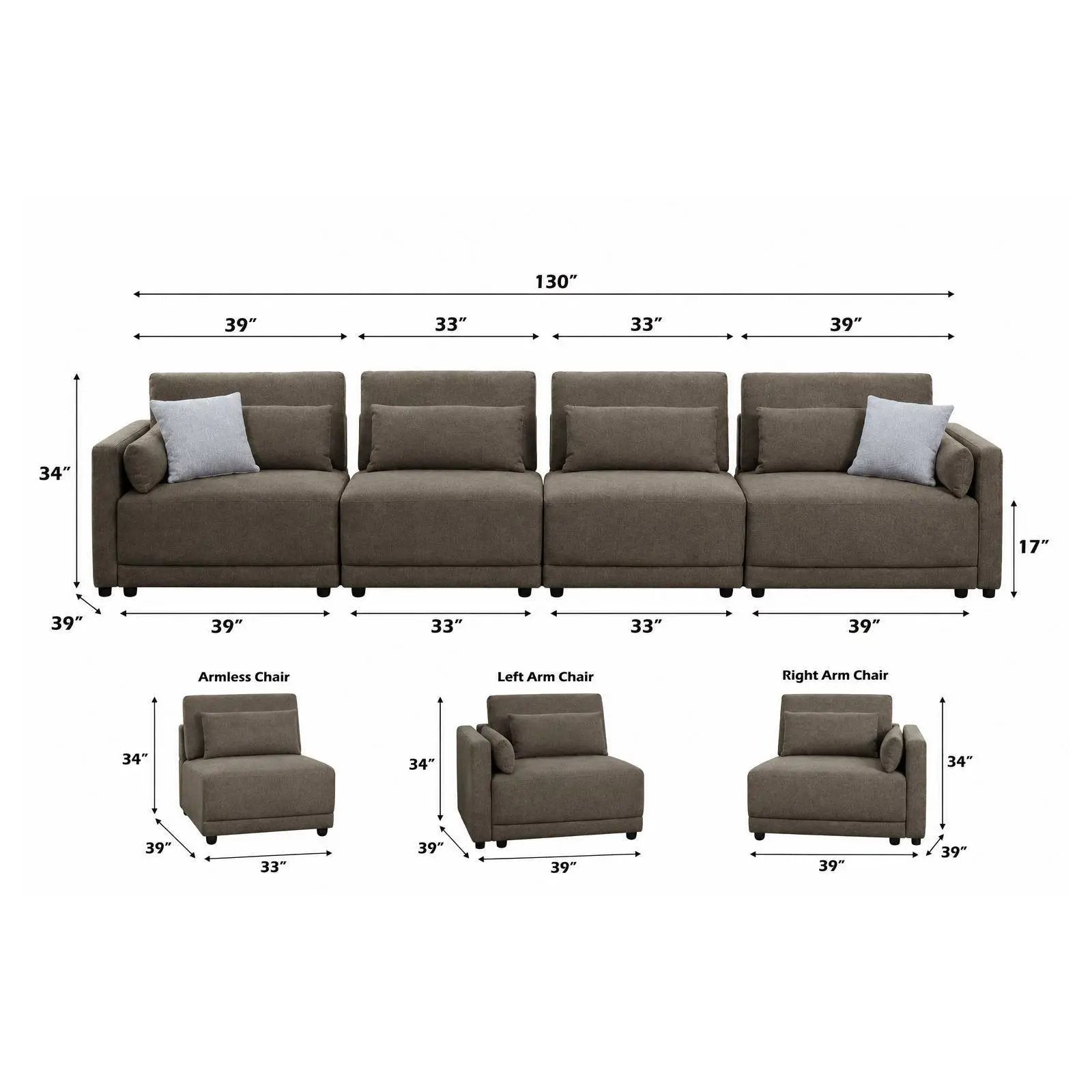 Rylie - Modular Sectional Sofa With Toss Pillows by Unique Piece Furniture