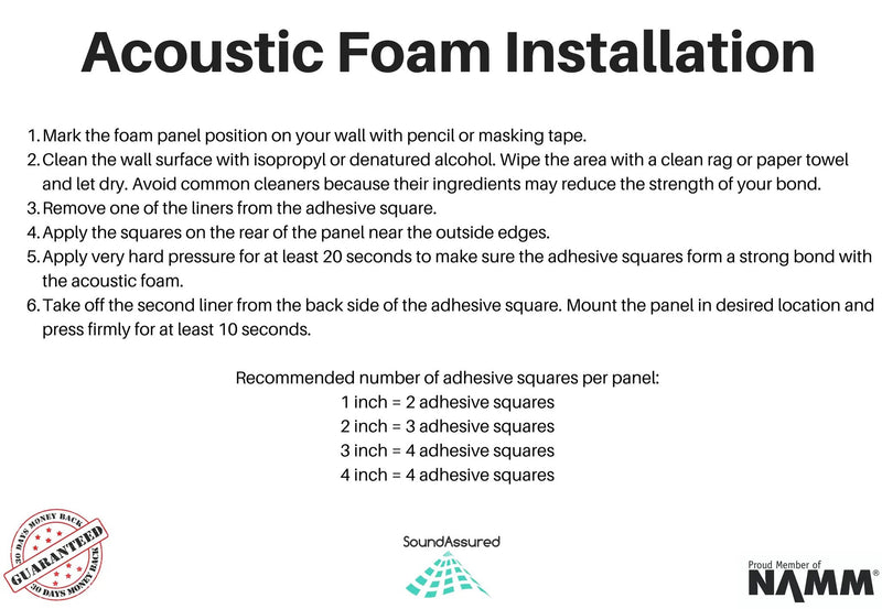 Mounting Tape For Acoustic Foam - Double Sided Adhesive Squares For Easy Installation by SoundAssured