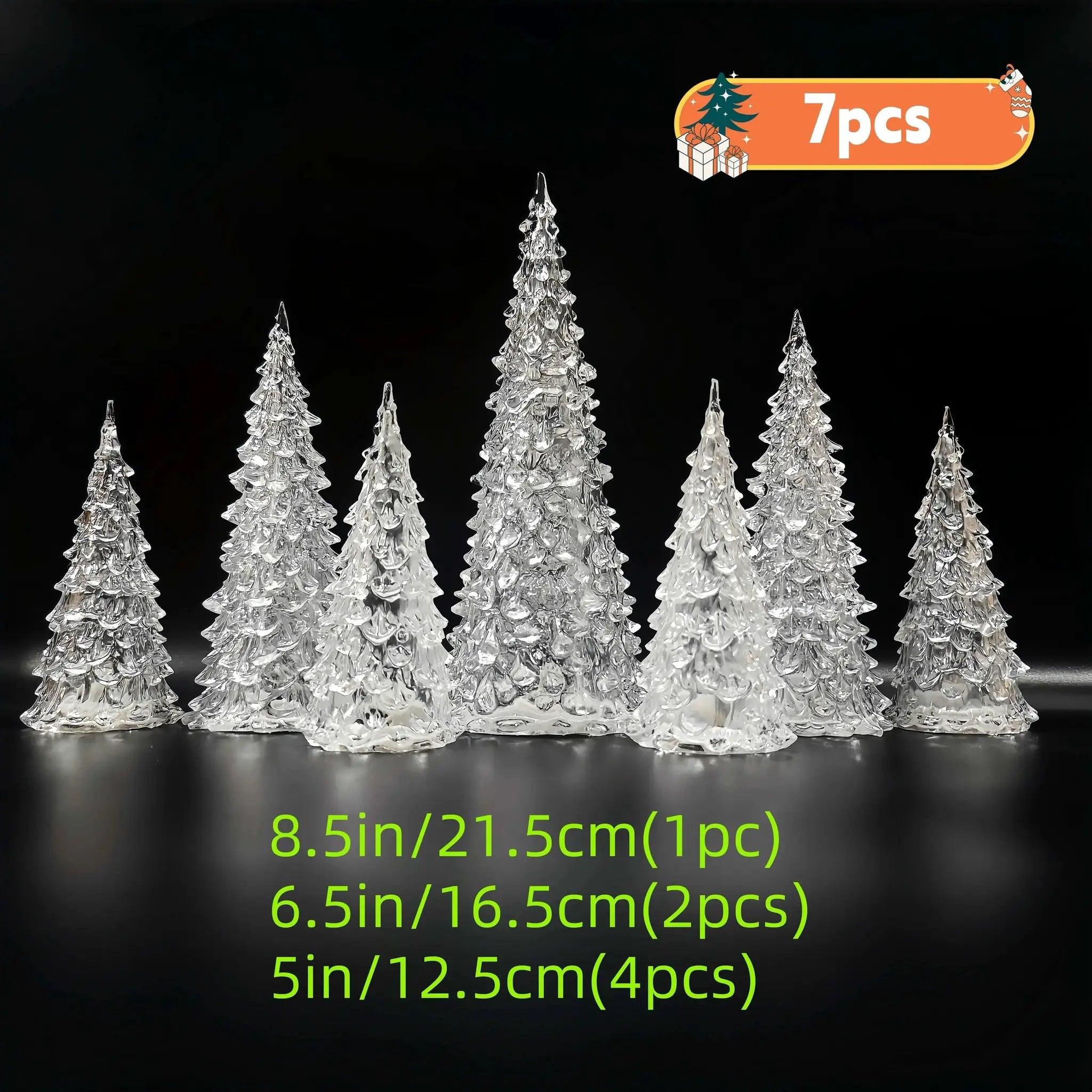 Acrylic Christmas Decor Set of 3 with String Lights by House Of Avana