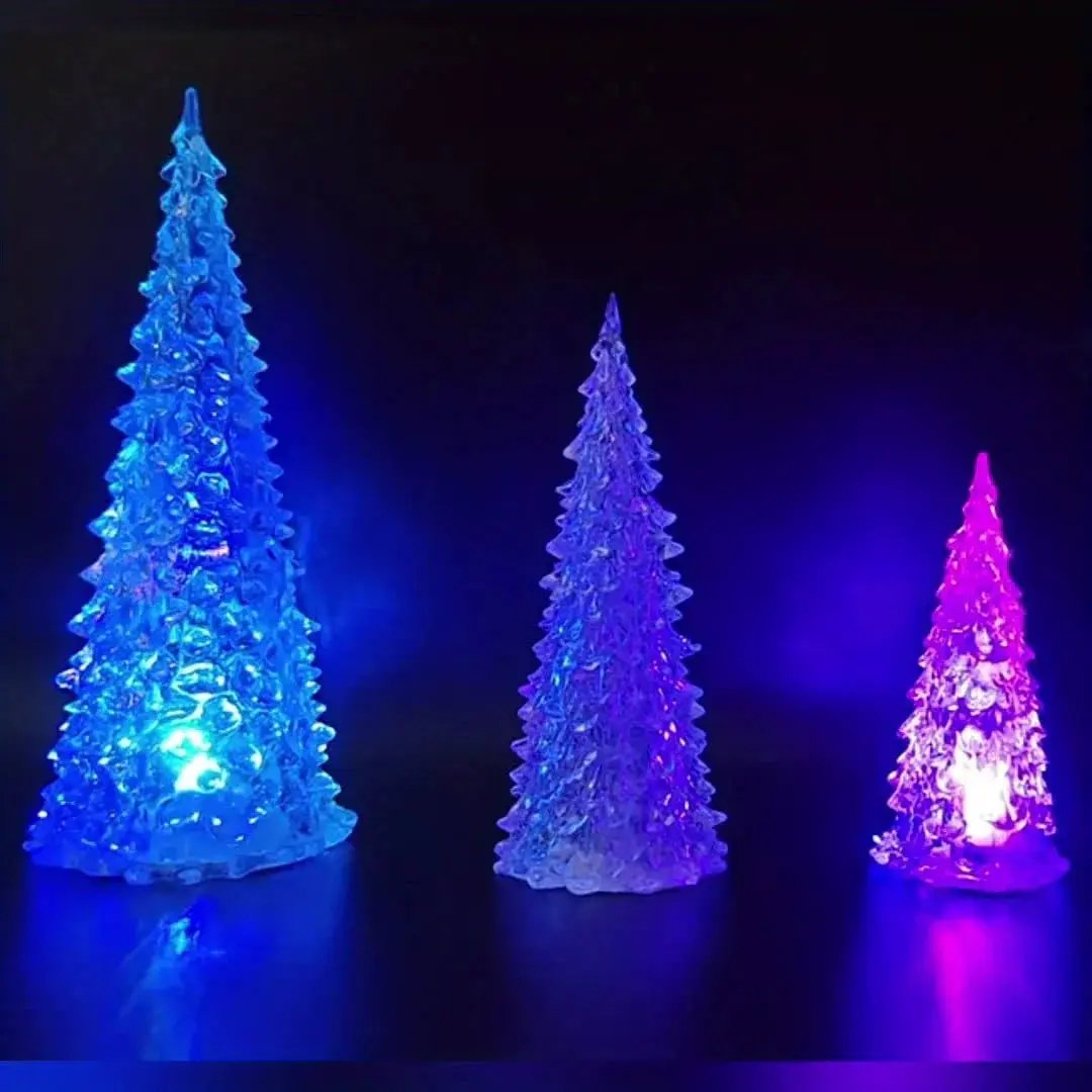 Acrylic Christmas Decor Set of 3 with String Lights by House Of Avana