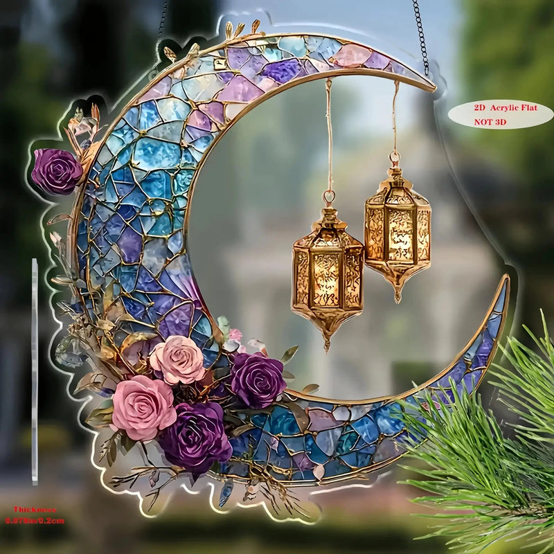 Acrylic Sun Catcher - Double-Sided Crescent Moon by House Of Avana