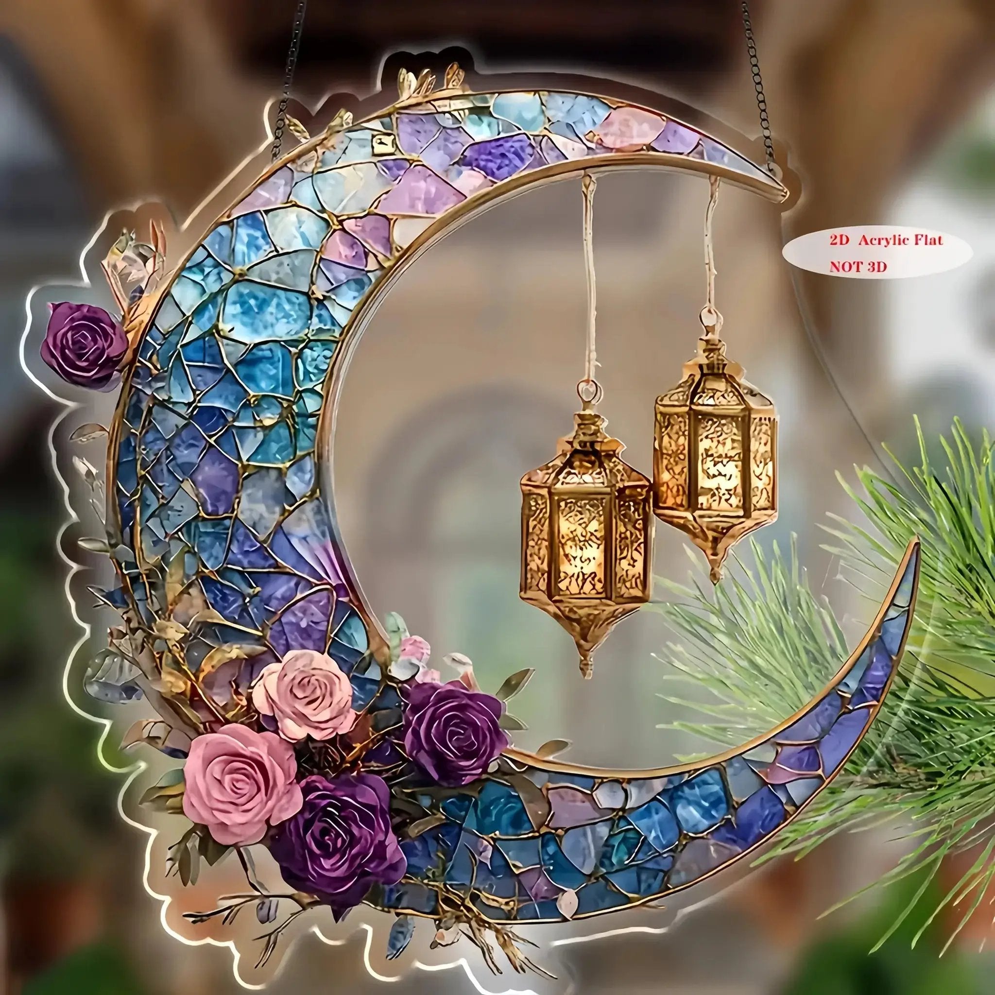 Acrylic Sun Catcher - Double-Sided Crescent Moon by House Of Avana