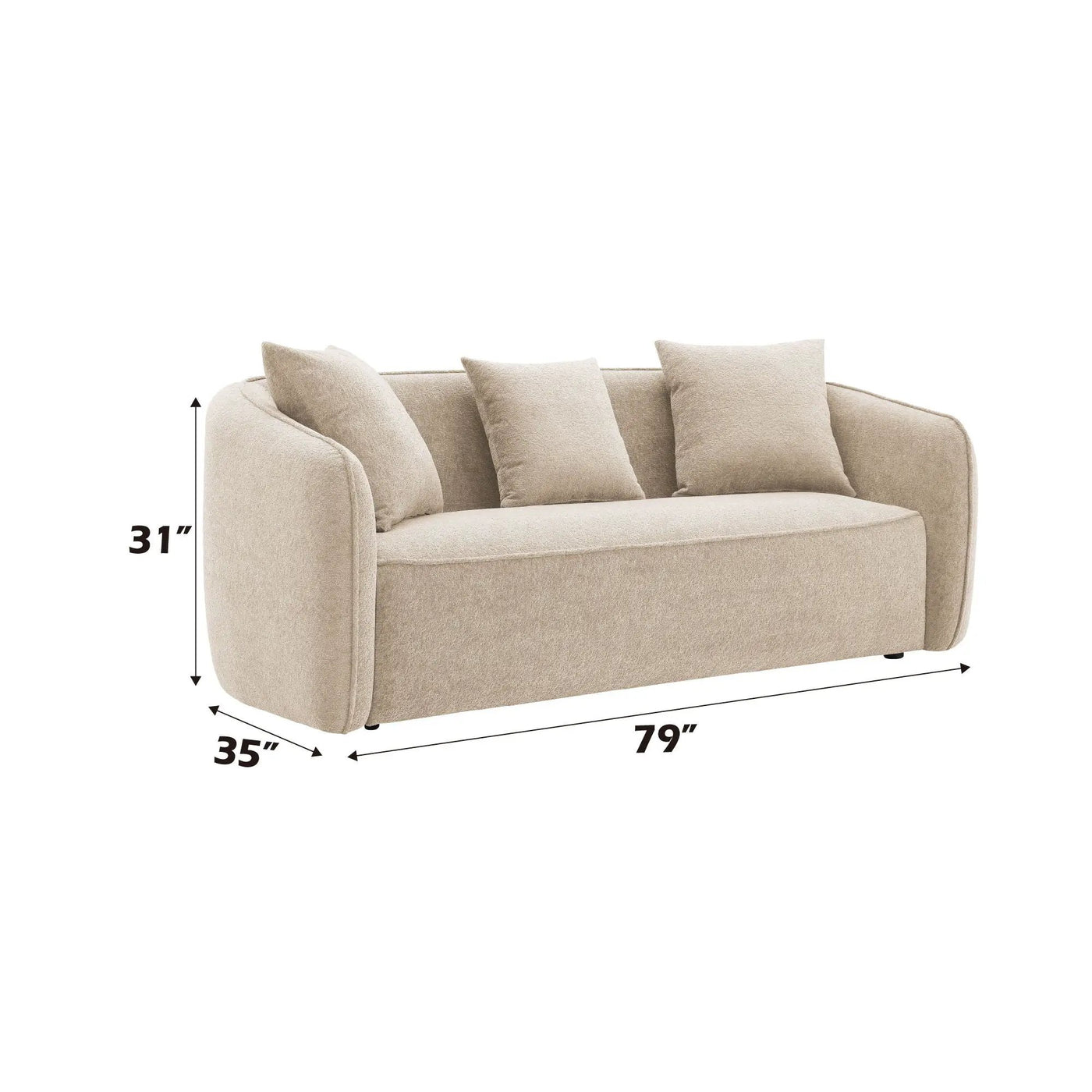 Keith - Sofa With 3 Matching Color Toss Pillows by HouseOfZazla