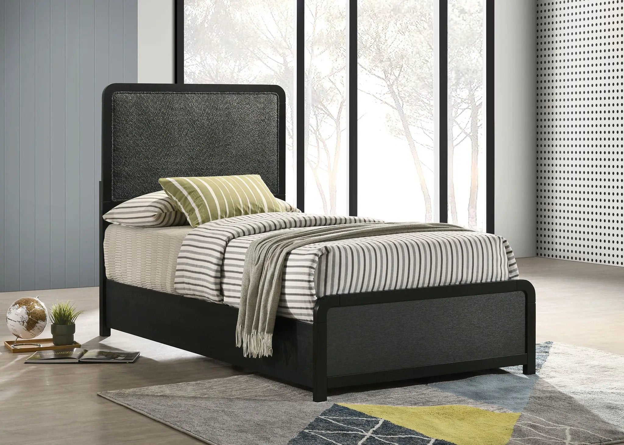 Cavelle 51-inch Upholstered Twin Panel Bed Black by Unique Piece Furniture