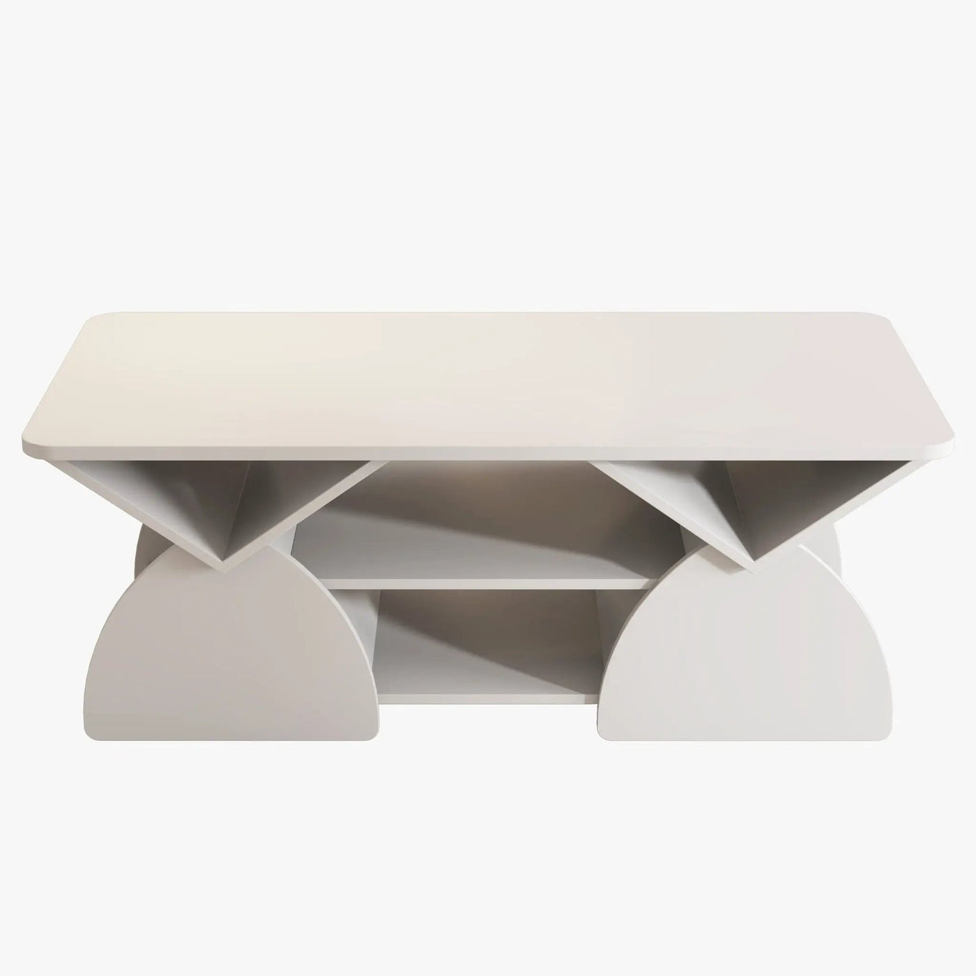 Geometric Engineered Coffee Table with Rounded Corners and Open Shelves by HouseOfZazla