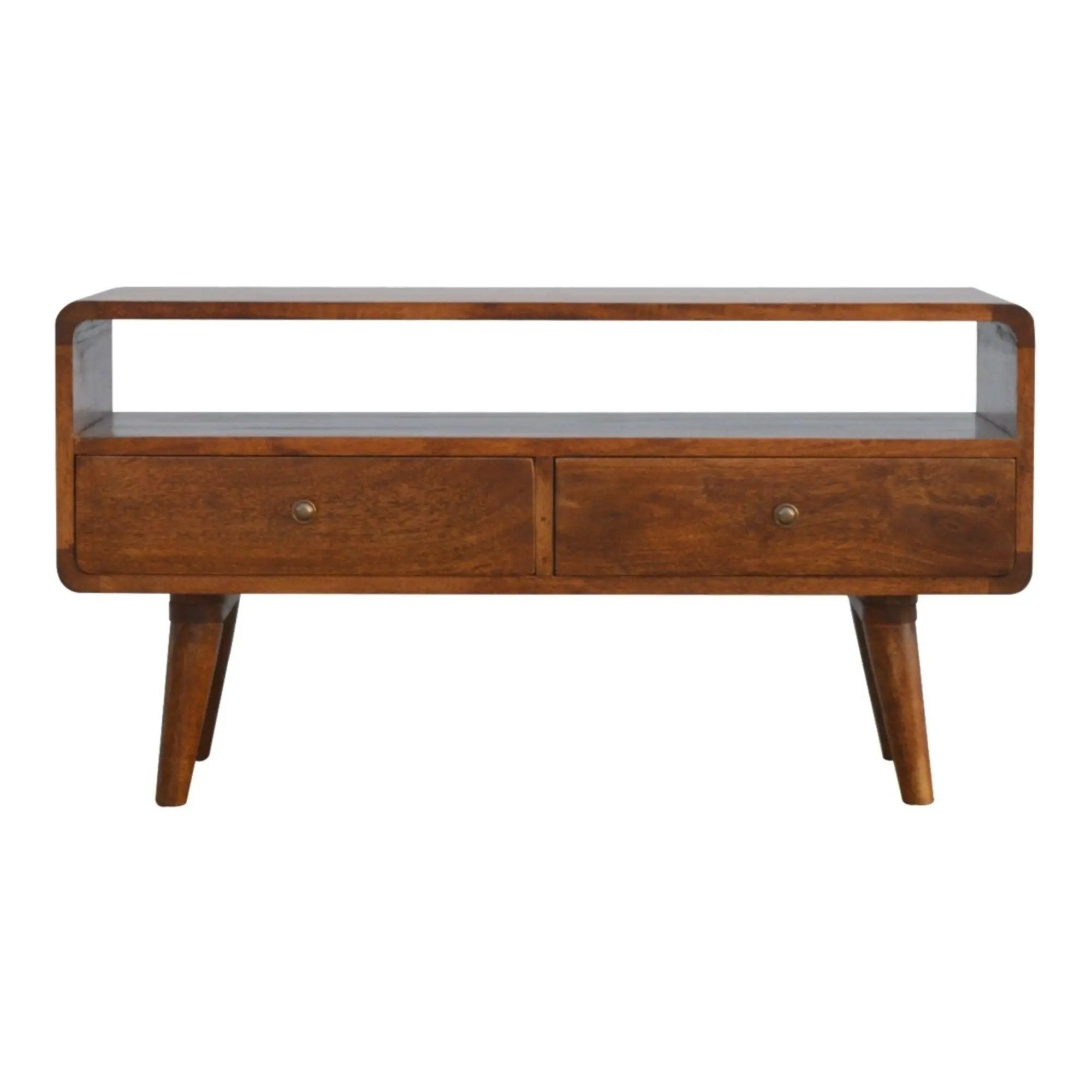 Solid Wood Curved Media Unit by HouseOfZazla