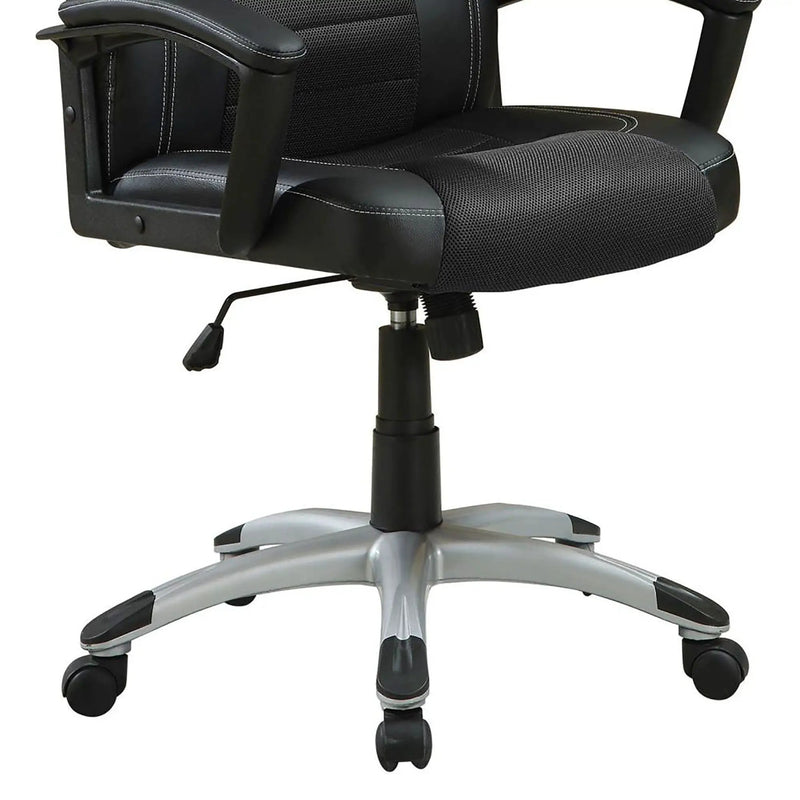 Office Chair With Base, Height Adjustable For Home & Workspaces - Black by HouseOfZazla