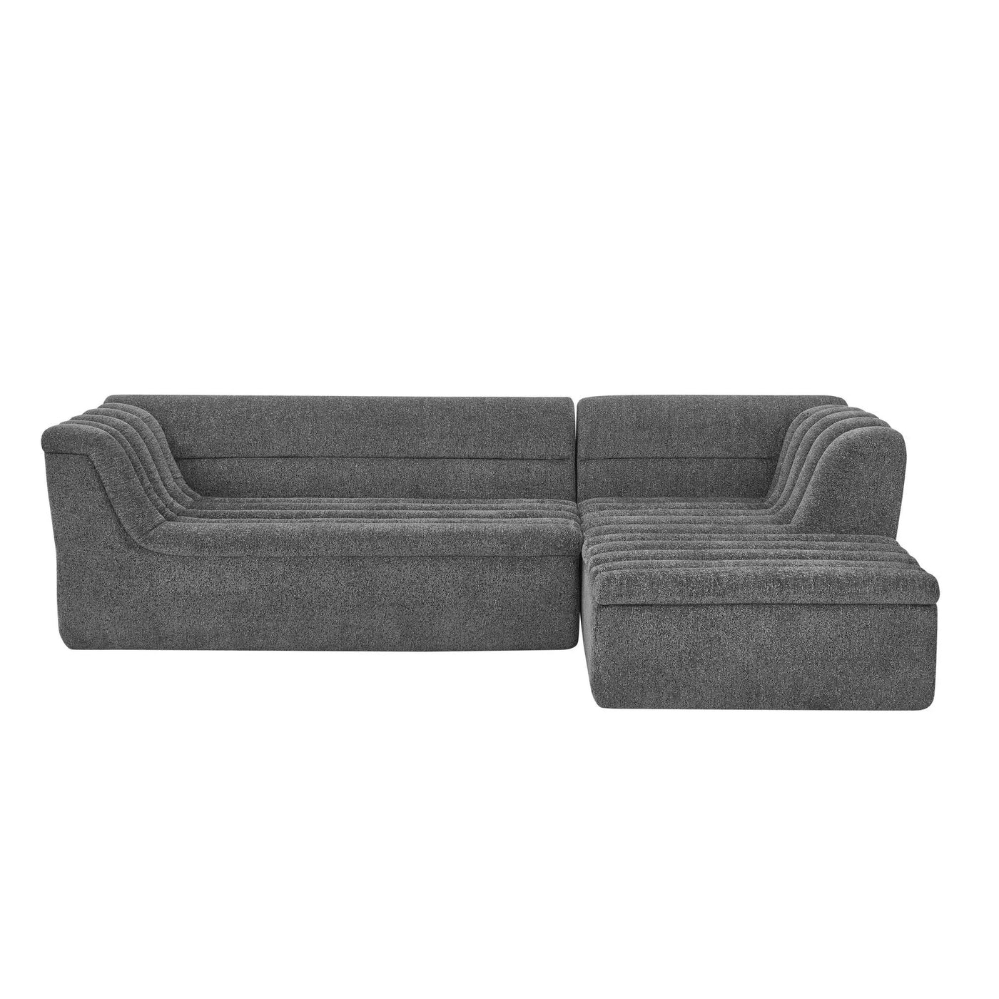 Upholstered L-Shaped Modular Sectional Sofa With Chaise, Wave-Shaped Armrest by HouseOfZazla