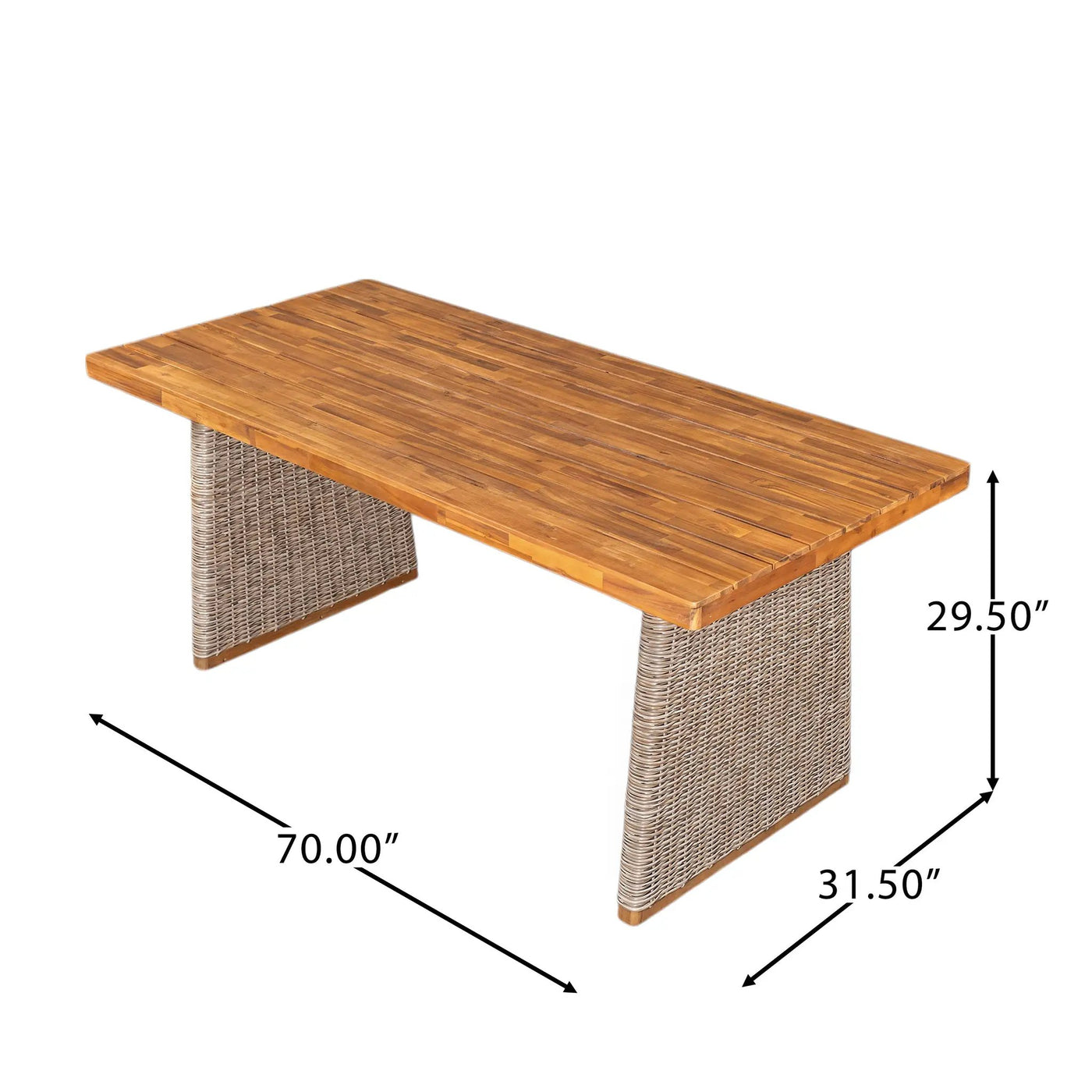 Outdoor 3 Piece Acacia Wood Dining Set with Handwoven Rattan Legs by HouseOfZazla