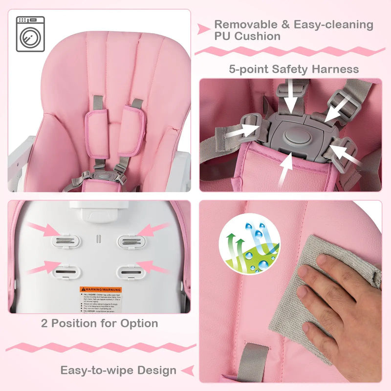 Convertible Infant Dining Chair with 5 Backrest and 3 Footrest Positions by DirectDeals