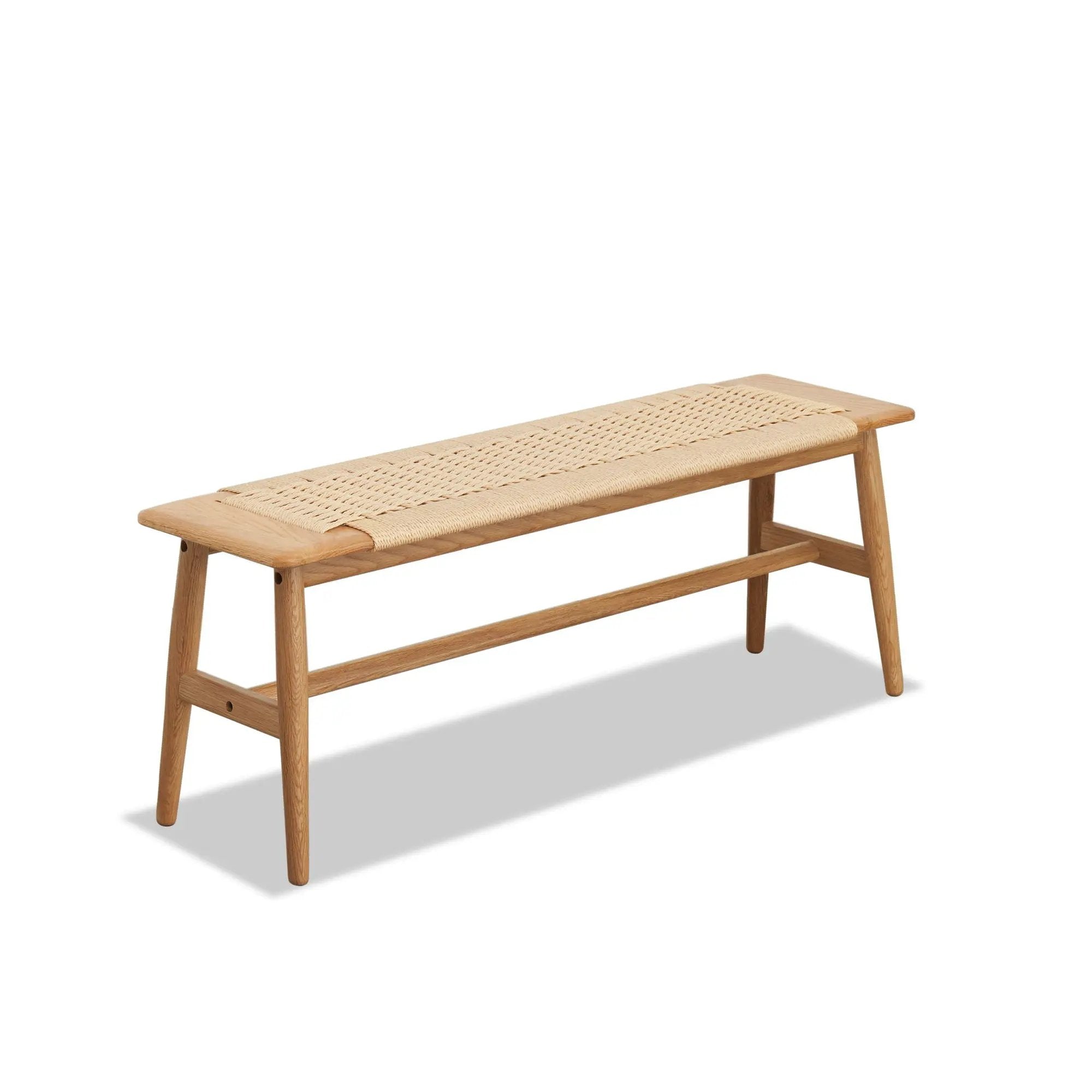Woven Design Dining Bench For Dining Room, Bedroom - Natural Oak by HouseOfZazla