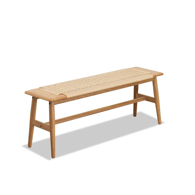 Woven Design Dining Bench For Dining Room, Bedroom - Natural Oak by HouseOfZazla