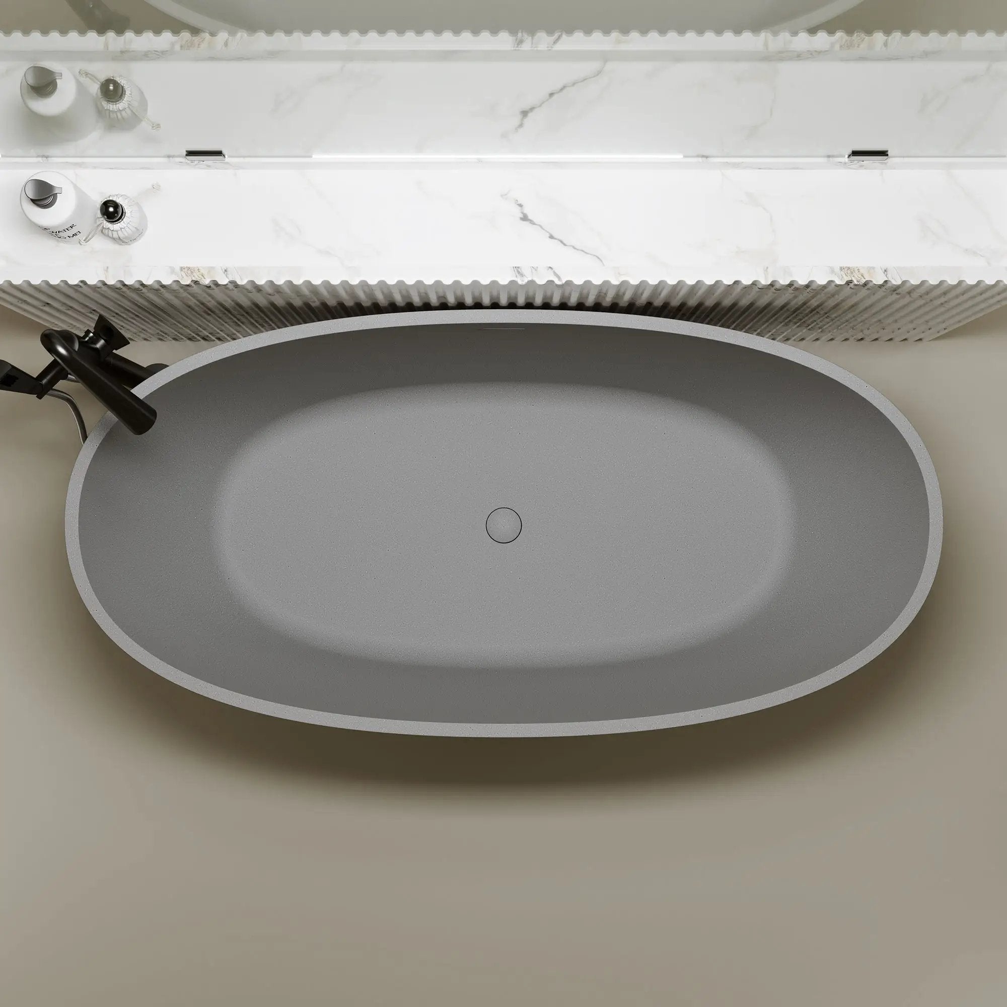 55'' Freestanding Bathtub Resin Stone Soaking Bathtub by HouseOfZazla