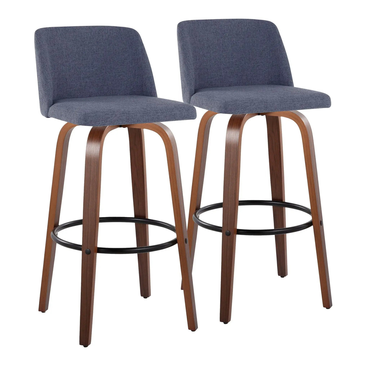 Toriano - Mid Century Modern Fixed Height Barstool Swivel And Round Footrest (Set of 2) by HouseOfZazla