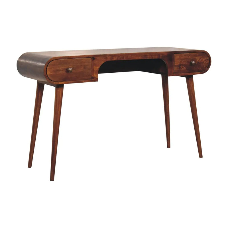 Solid Wood London Arch Writing Desk, 2-Drawers, Chestnut by HouseOfZazla