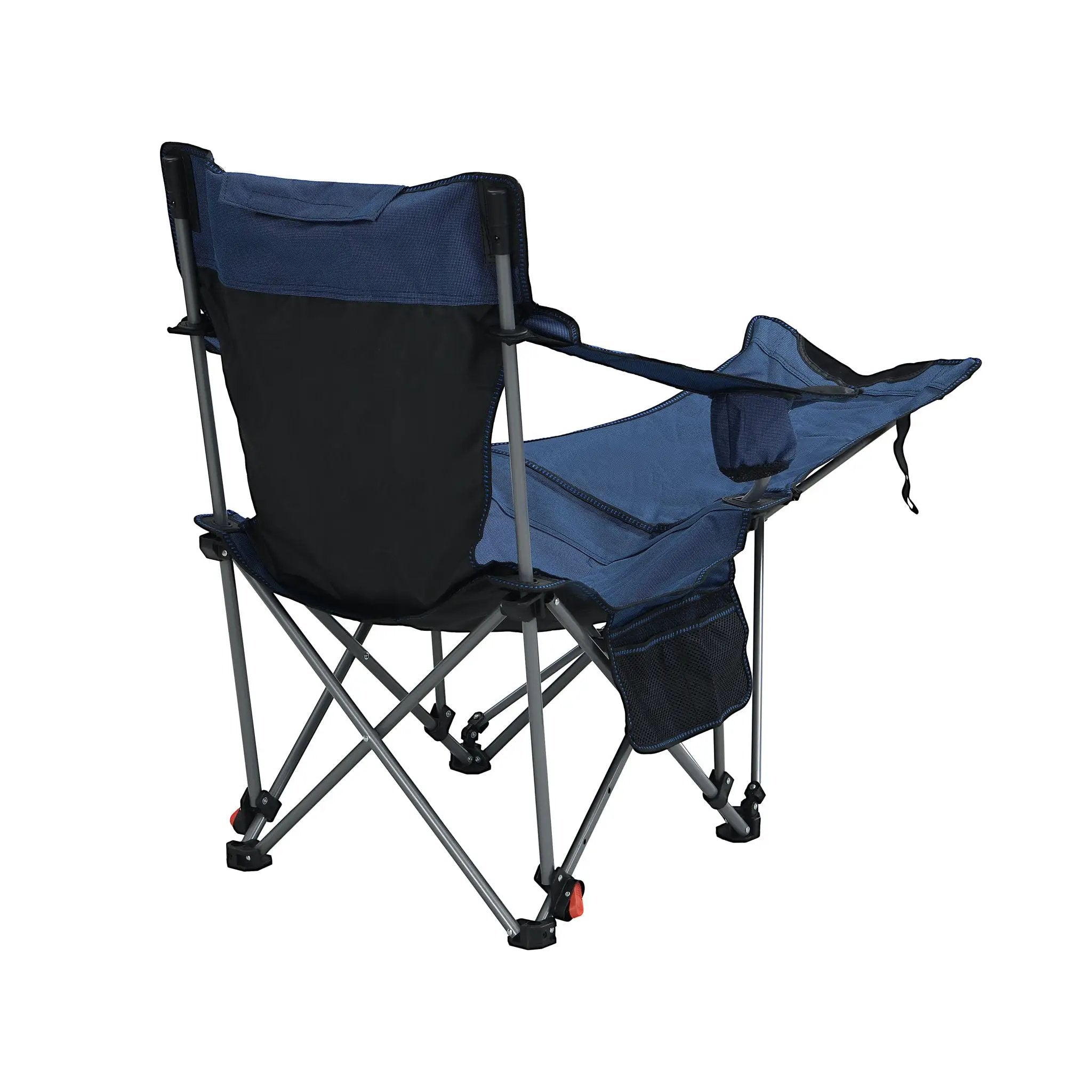 Outdoor Camping Chair With 3 Level Reclining, Side Pockets & Cup Holder, Folding With Carry Bag - Dark Blue by HouseOfZazla