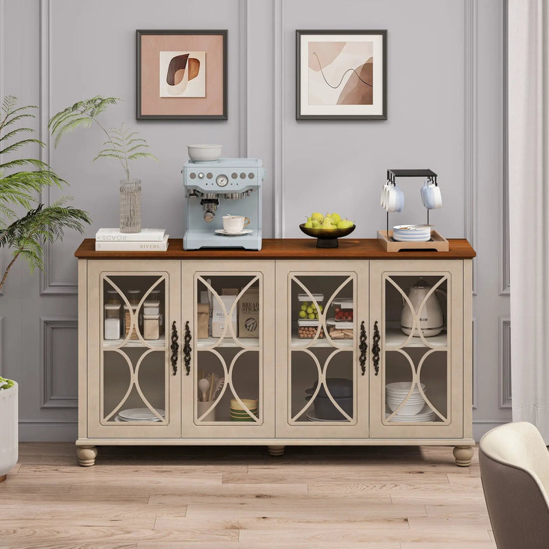 Elegant 4 Door Cabinet With Tempered Glass Doors by HouseOfZazla