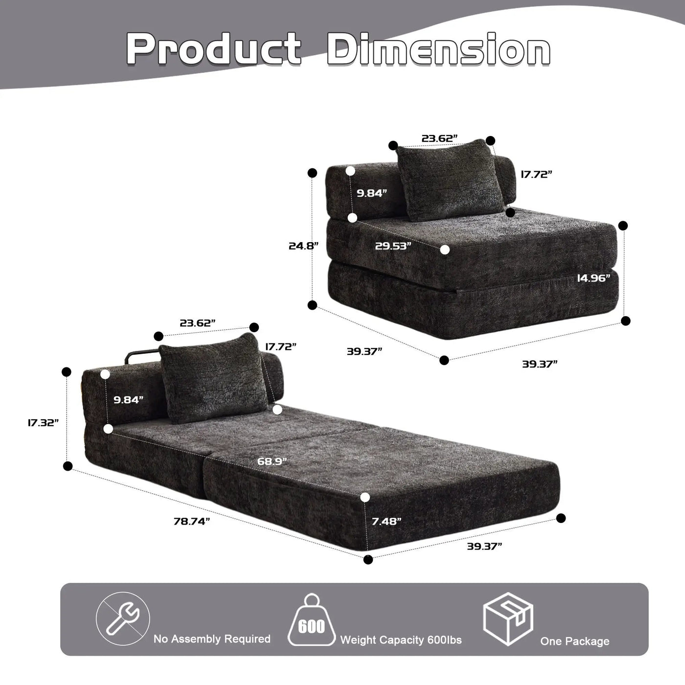 Convertible Floor Sofa Bed With Fixed Shape Frame For Living Room by HouseOfZazla