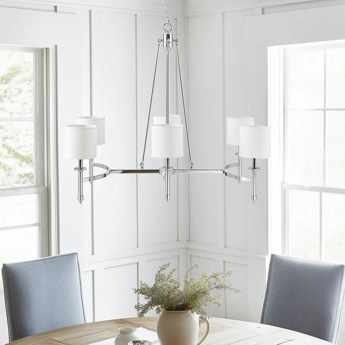 6-Light Chandelier with Fabric Drum Shades by HouseOfZazla