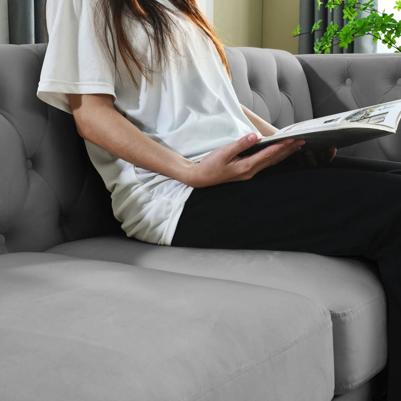 L-Shaped Corner Sofa, 5 Seater Sectional With Tufted Design by HouseOfZazla