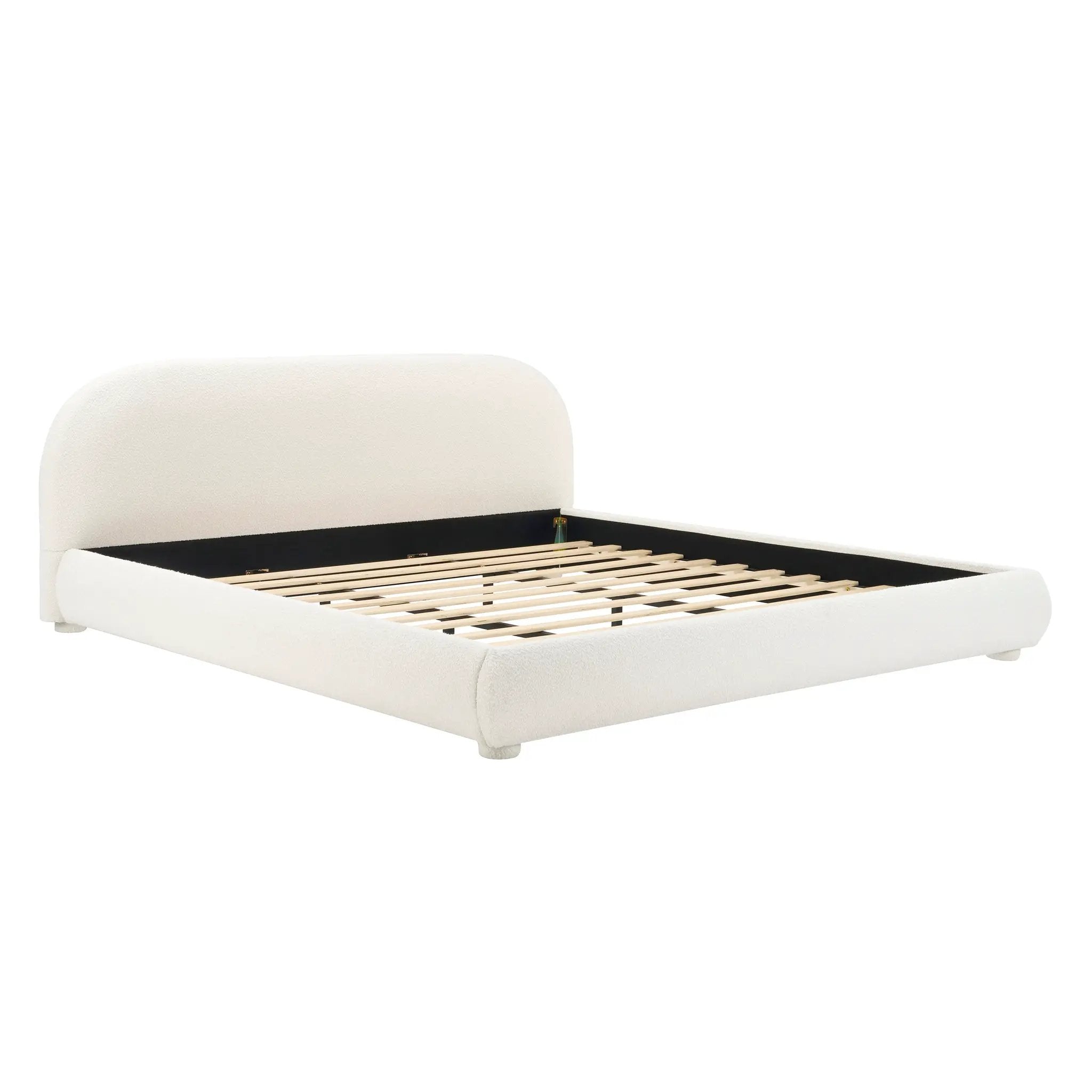 Cream Style Fabric Upholstered Bed, Simple Modern Bedroom King by HouseOfZazla