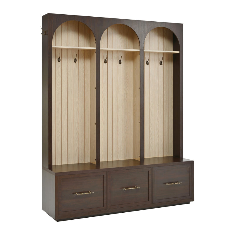 Vintage Hall Tree with Storage and Seating - Dark Walnut