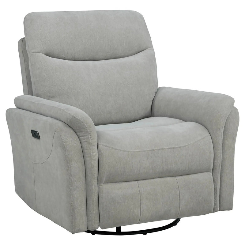 Adler Upholstered Power Swivel Glider Recliner Ivory by Unique Piece Furniture