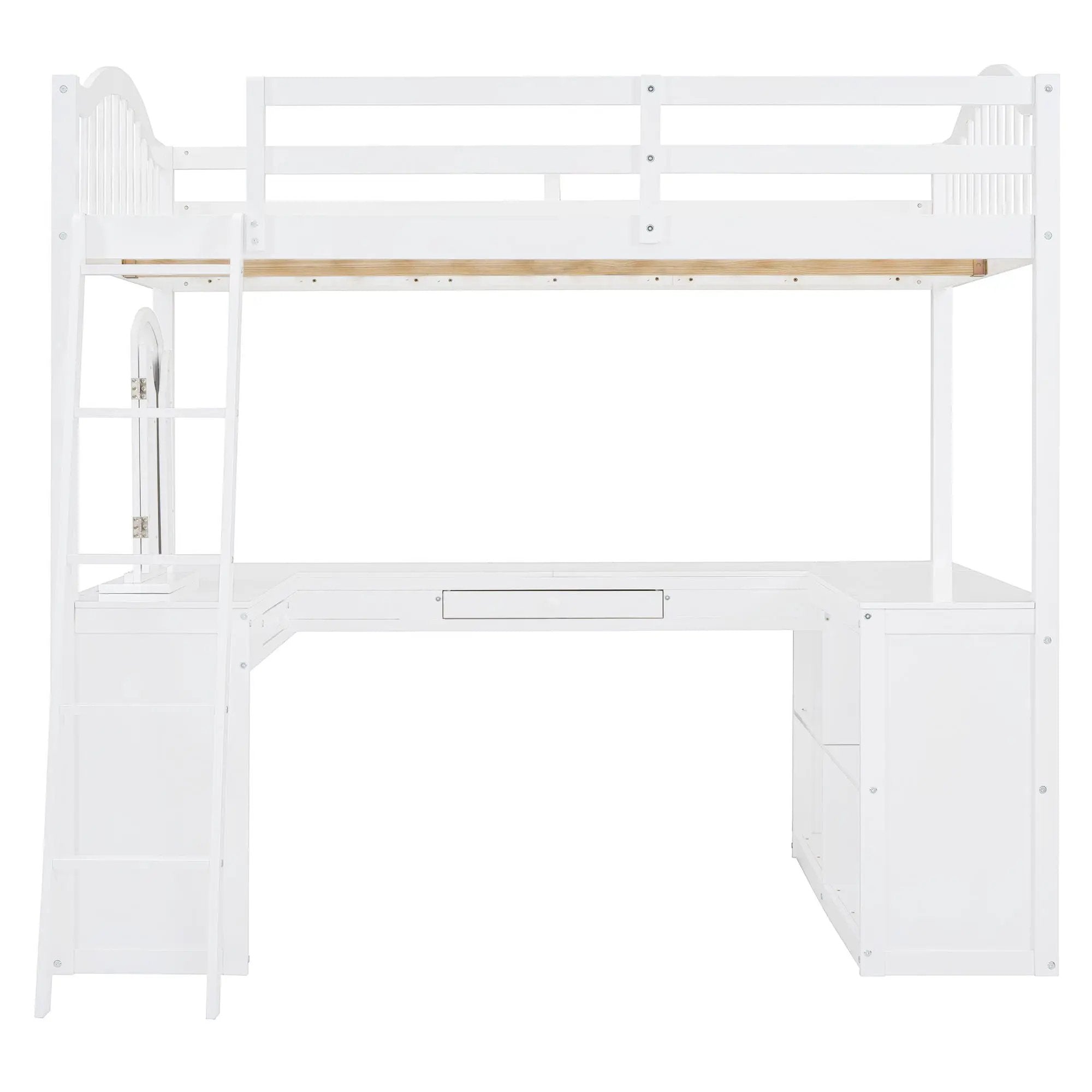 Loft Bed With Drawers, Cabinet, Shelves With Desk by Unique Piece Furniture