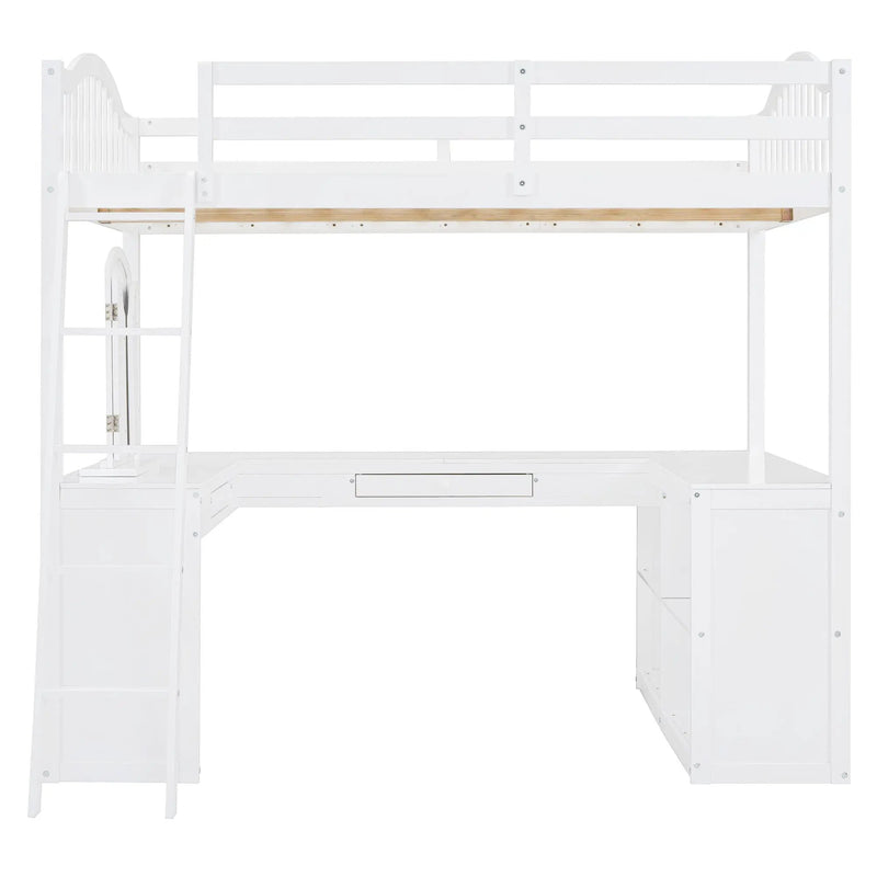Loft Bed With Drawers, Cabinet, Shelves With Desk by Unique Piece Furniture
