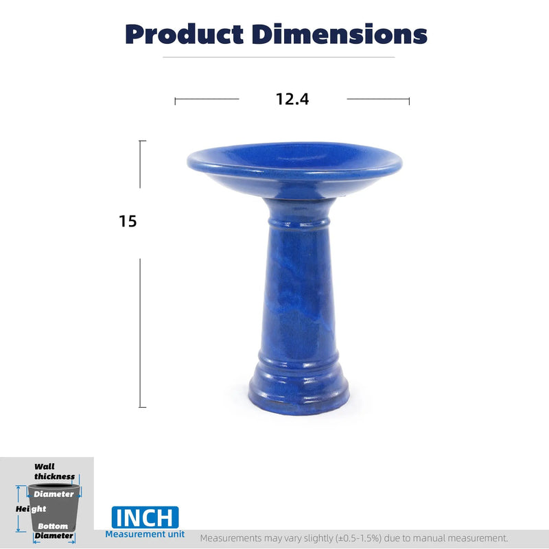 Ceramic Pedestal Bird Bath for Outdoor Garden by HouseOfZazla