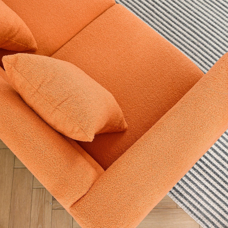 Oversized L - Shaped Corner Sofa, 5 Seater Sectional With 3 Cushions, Living Room Furniture - Orange by HouseOfZazla