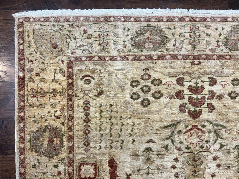 Pakistani Oushak Rug 6 x 9.6, Handmade Wool Peshawar Carpet, Farmhouse Rug by Jewel Rugs