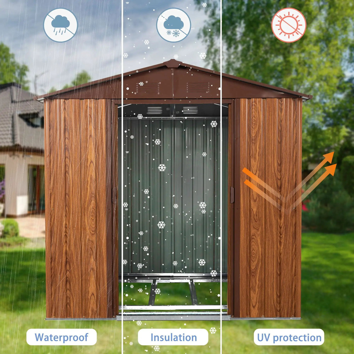Outdoor Metal Storage Shed With Floor Base by HouseOfZazla
