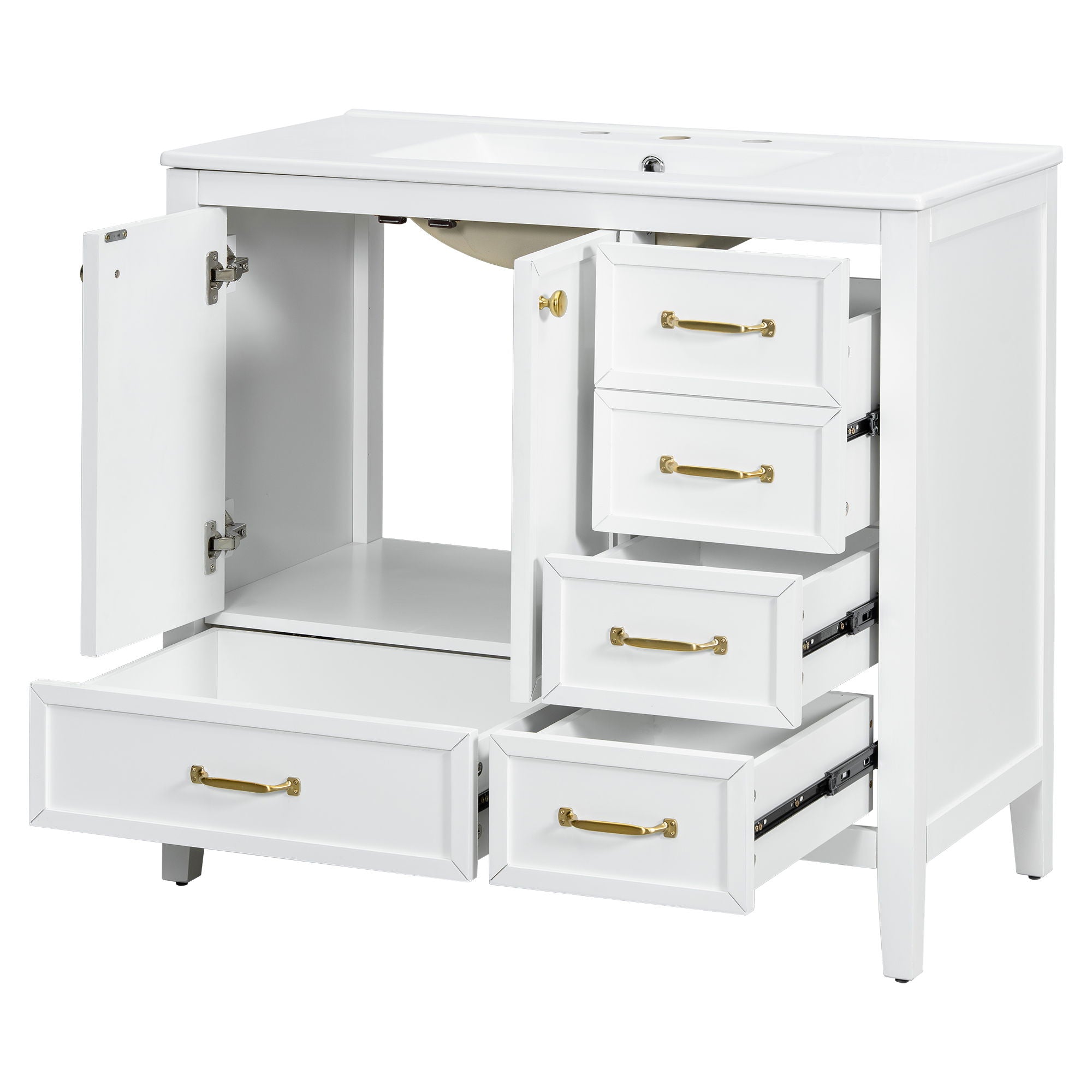 Elegant Vintage Bathroom Vanity With Sink and Soft Closing Drawers by HouseOfZazla
