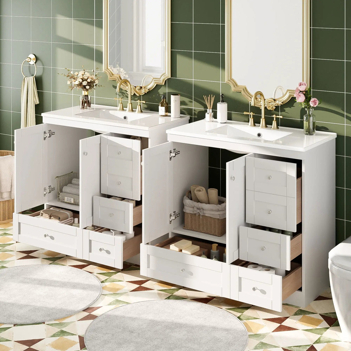 Shaker Free Standing Bathroom Vanity Cabinet & Sink, Soft Close Drawers, Soft Close Doors by Unique Piece Furniture