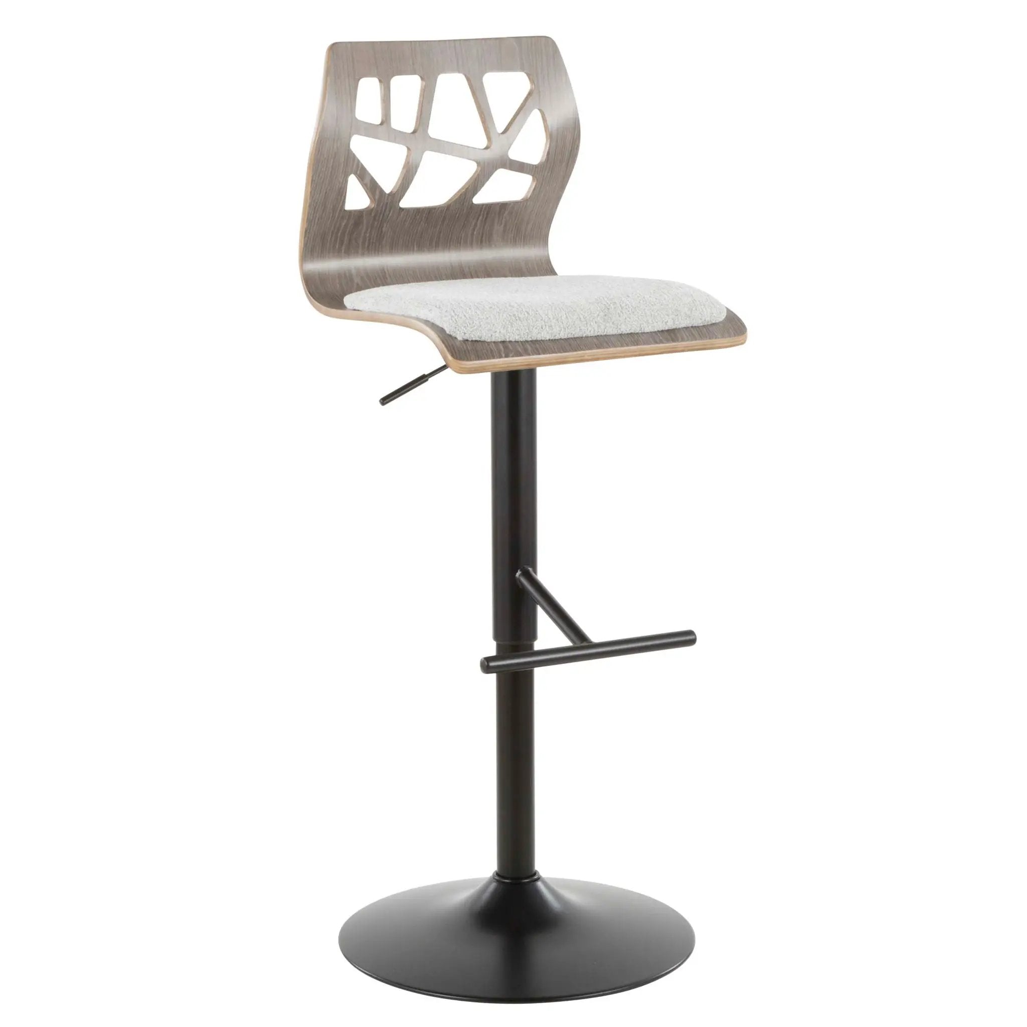 Folia - Mid Century Modern Adjustable Barstool With Swivel With Straight T Footrest (Set of 3) by Unique Piece Furniture
