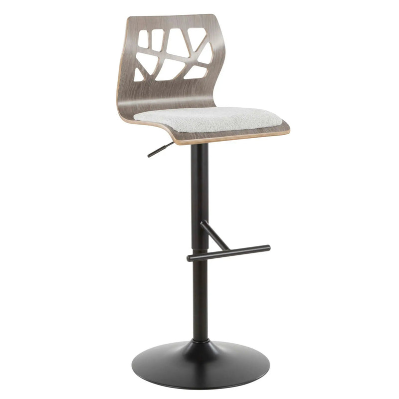 Folia - Mid Century Modern Adjustable Barstool With Swivel With Straight T Footrest (Set of 3) by Unique Piece Furniture