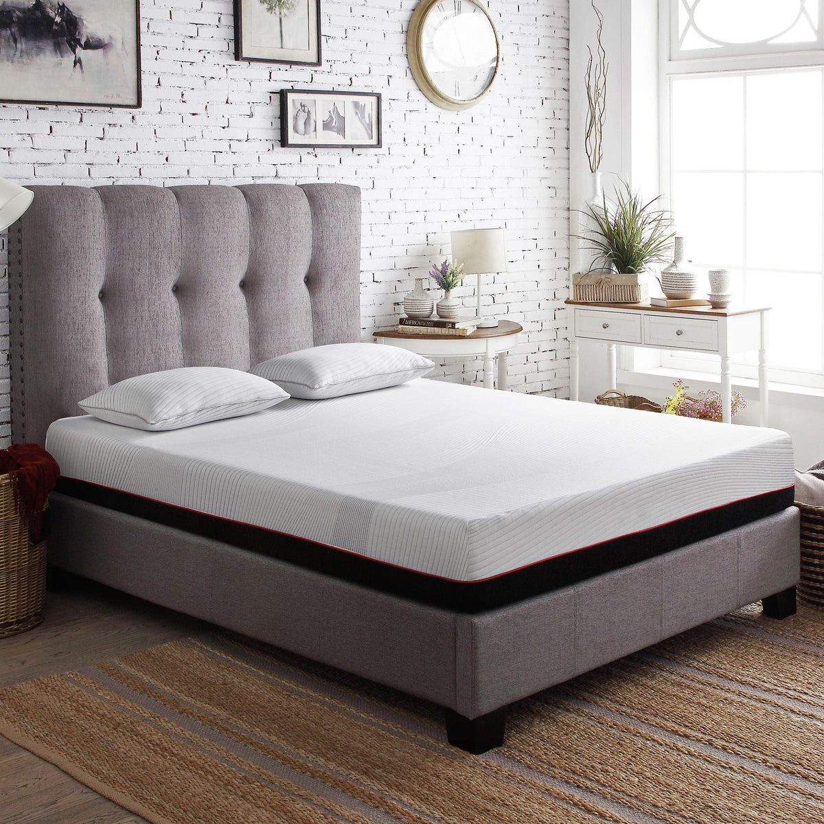 10" Cooling Copper Infused Memory Foam Mattress with Supportive Construction - White