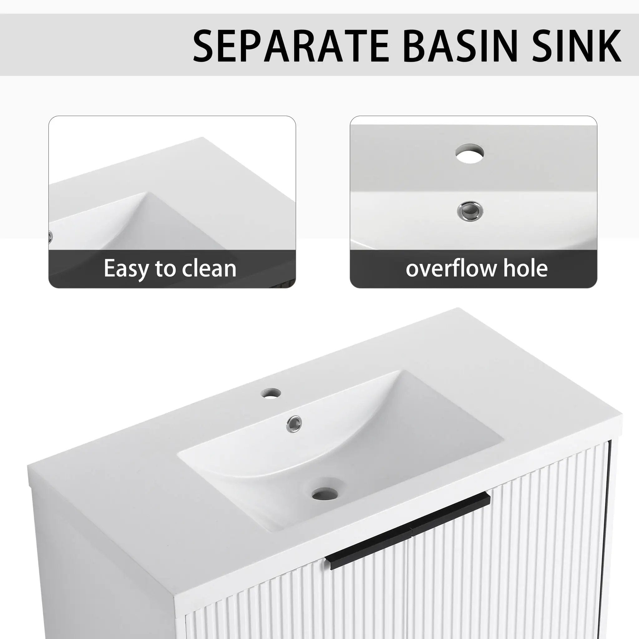 Contemporary Wall Mounted Bathroom Vanity With Resin Double Sink by Unique Piece Furniture