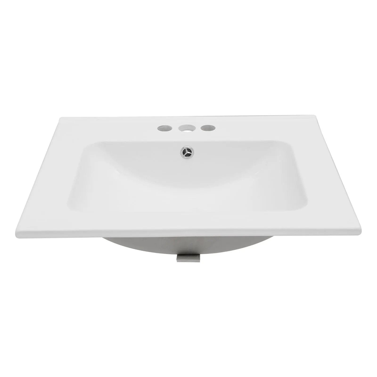 Modern Rectangular Single Vanity Top With Overflow And 3 Faucet Holes - White by HouseOfZazla