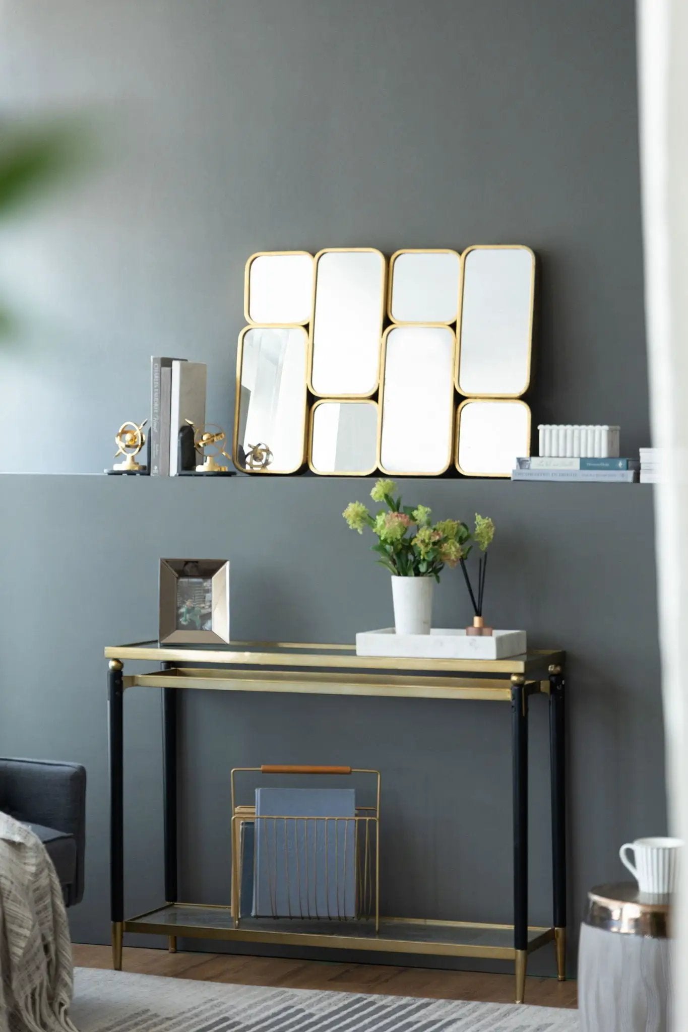 Mirror With en Metal Framed Decorative Rectangle Mirror For Bedroom Dressing Room, Hallway Or Living Spac - Gold by HouseOfZazla