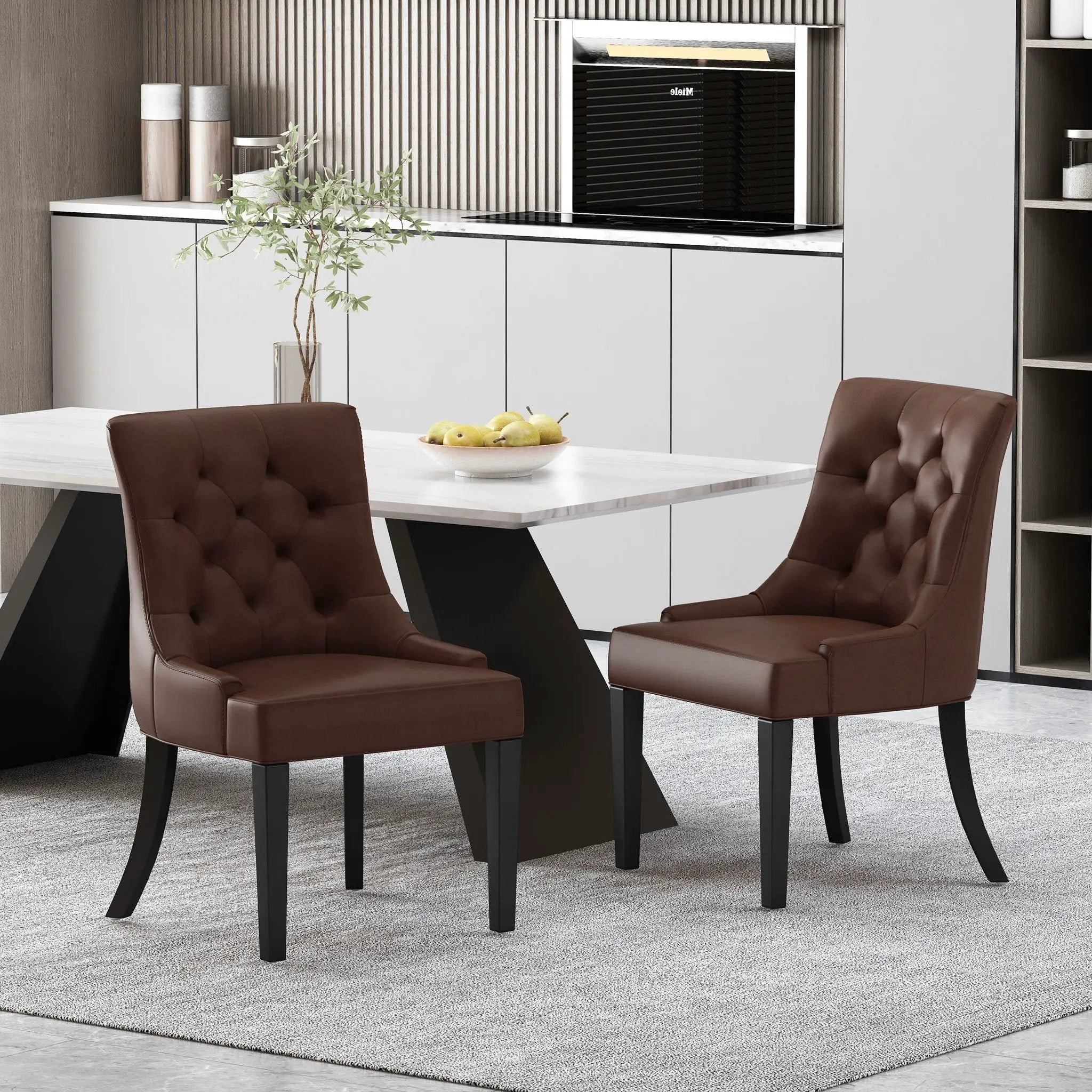 Cheney Contemporary Dining Chair Tufted Upholstery (Set of 2) by HouseOfZazla