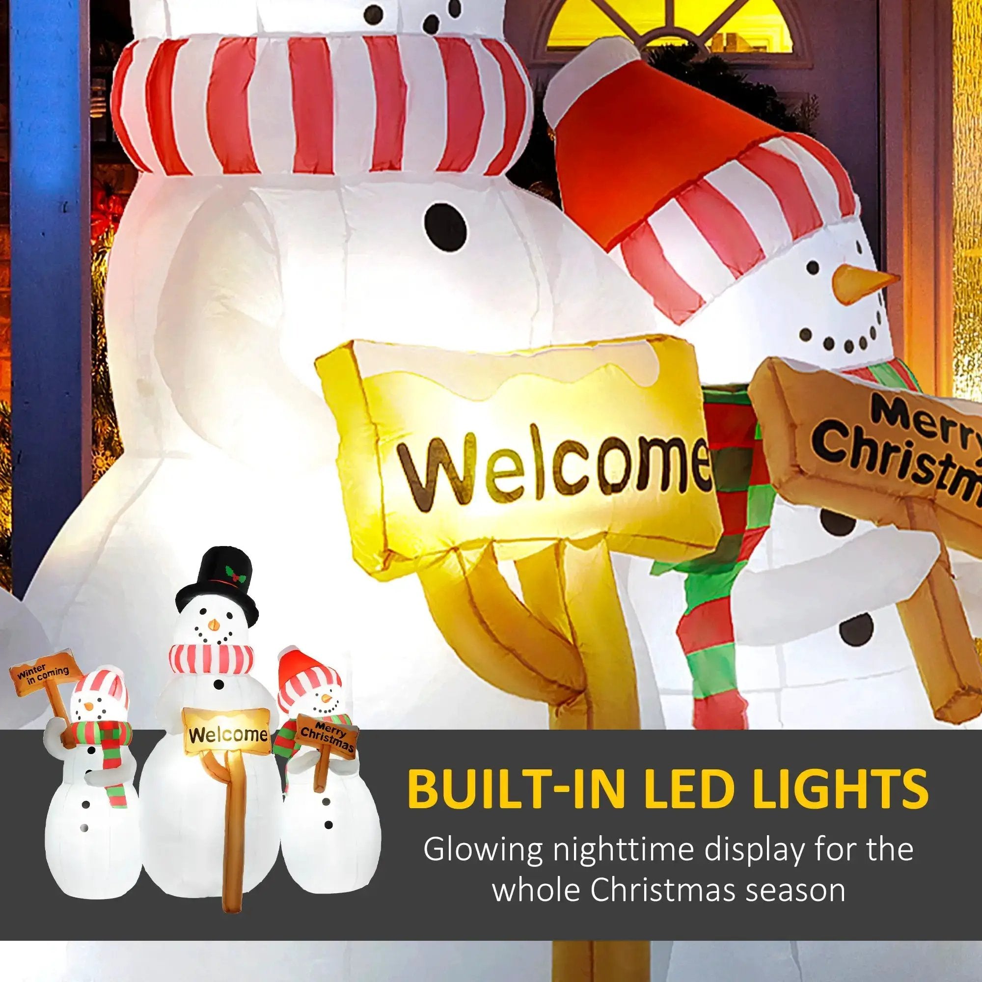 6.1' Inflatable Outdoor Christmas Display - Three Snowmen by HouseOfZazla