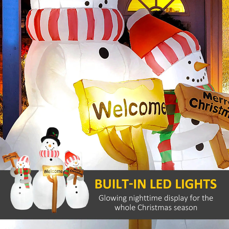 6.1' Inflatable Outdoor Christmas Display - Three Snowmen by HouseOfZazla